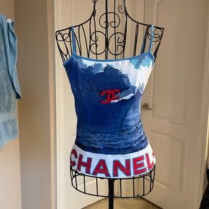 Chanel Surf Cami Tank Top Shirt Red Blue HIGHLY COLLECTIBL 38 Perfect condition